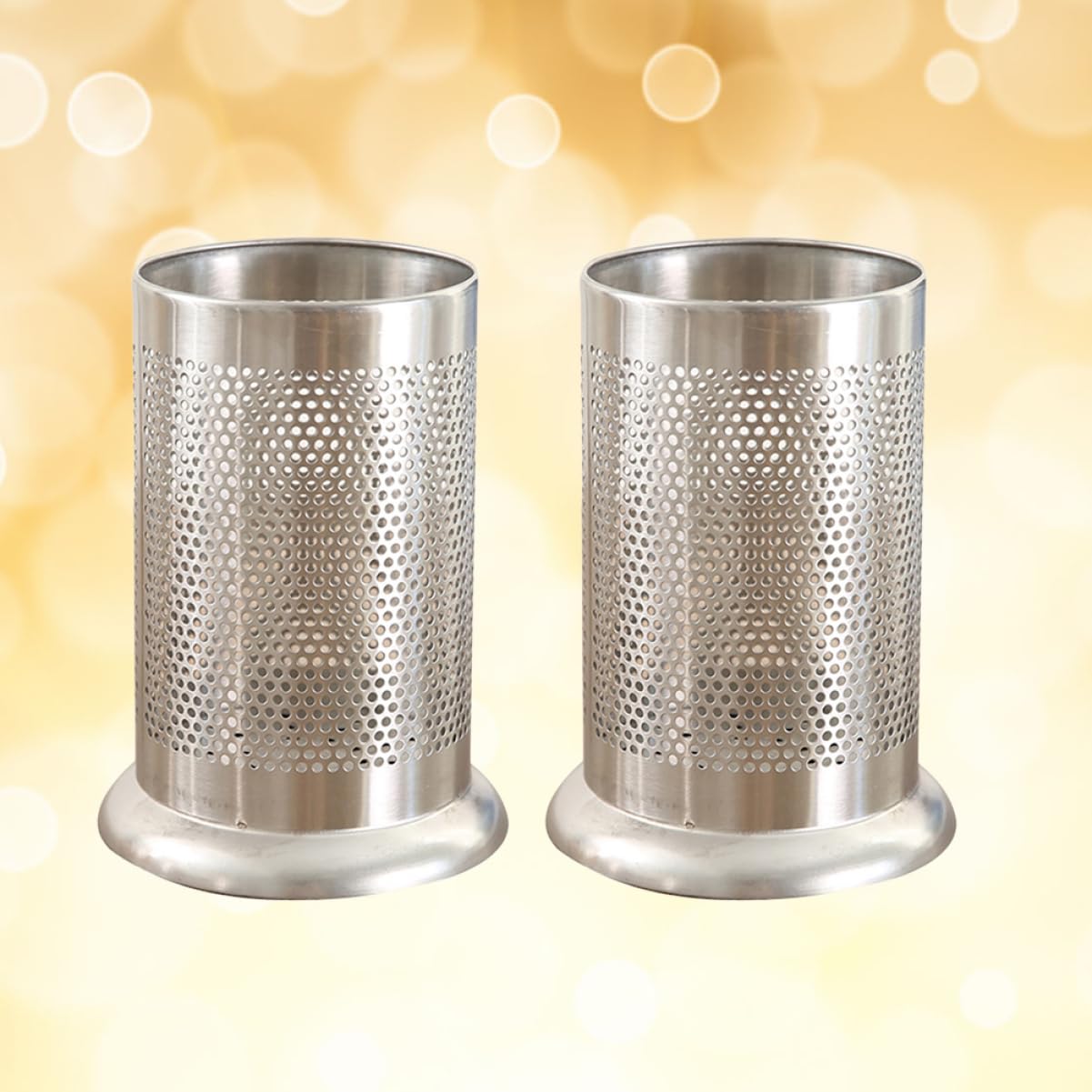 OFFSCH 2Pcs Stainless Steel Utensil Organizer with Widen Base Cutlery Drying Rack for Spoons Forks and Chopsticks Storage Rustproof Silver Tableware Holder Dense Hole Design