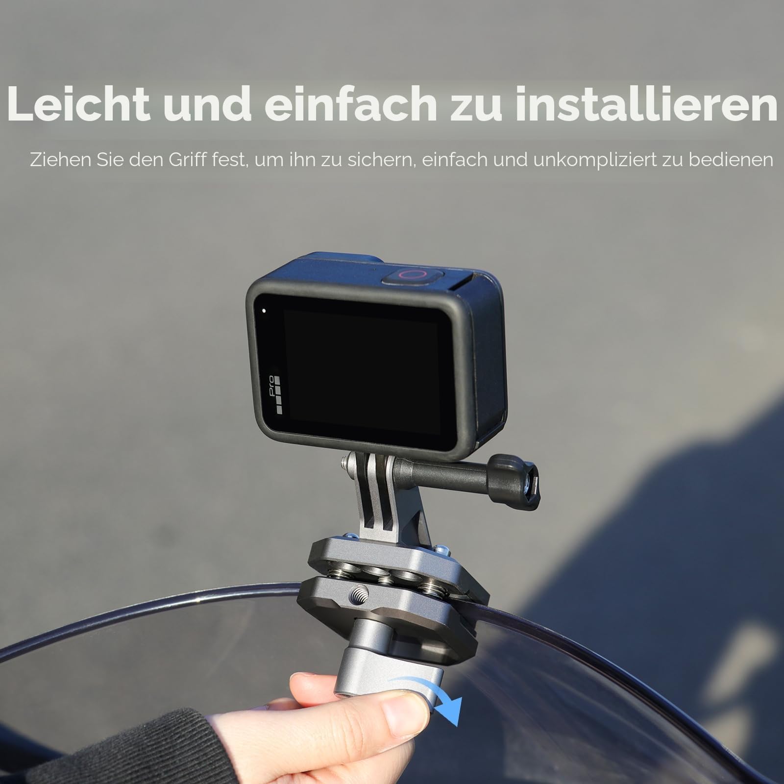 SEASKY M02 Halterung für Windschutzscheibe aus Aluminium für Motorrad, Zubehör für GoPro Hero 13 12 11 10 9 8 7 für DJI Action 5 4 3 2 für Insta360 X5 X4 X3 X2 X RS Sportkamera