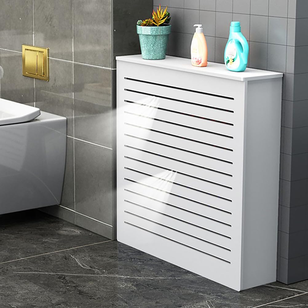 Radiator Cover for Old Radiator Radiator Cover Shelf Heating Cabinet Shelf MDF Portable White Heater Covers Heating Decorative Cabinet Louvered Grill Living Room Bedroom,White,L16*H24*W6