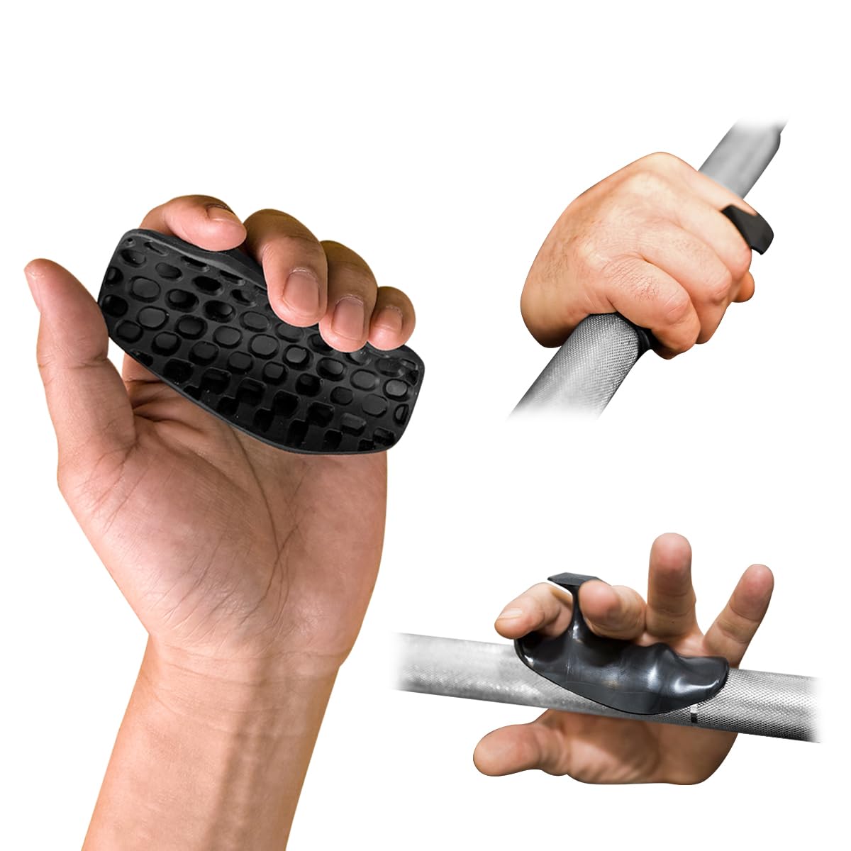 Fingerless Hererope Gym Grips Gym Gloves for Workout Pull Up Grips for Men & Women Non-Slip Design Weightlifting Grips, CrossFit Training Palm Grips Hand Protection Workout Gloves (Black, One Size)-image-35