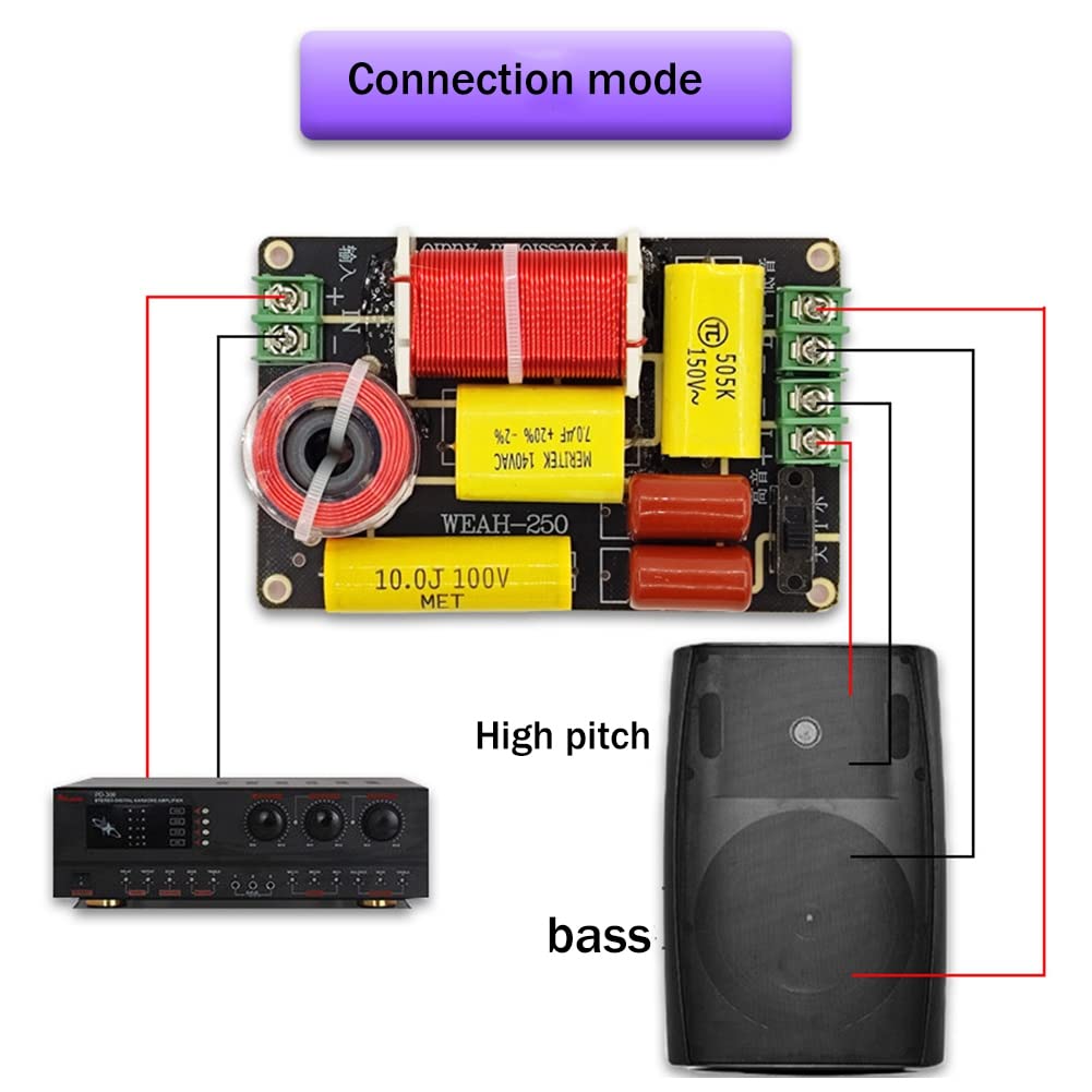 Lizusidtsy Treble+Bass 2 Way Speaker Crossover HiFi High-Fidelity Frequency Divider Fever Bookshelf Speaker Modified Audio Divider, 500377097