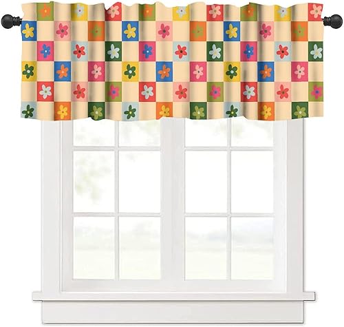 Miniatura 26 de Cenefa de cortina de cocina con diseño de arcoíris retro de los años 60 y 70, diseño de dibujos animados, estilo bohemio, floral, estilo bohemio,