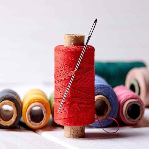 Miniatura 6 de Performore Juego de agujas de coser de acero inoxidable con rosca térmica profesional | 25 agujas de ojo grande resistentes para denim, lienzo,