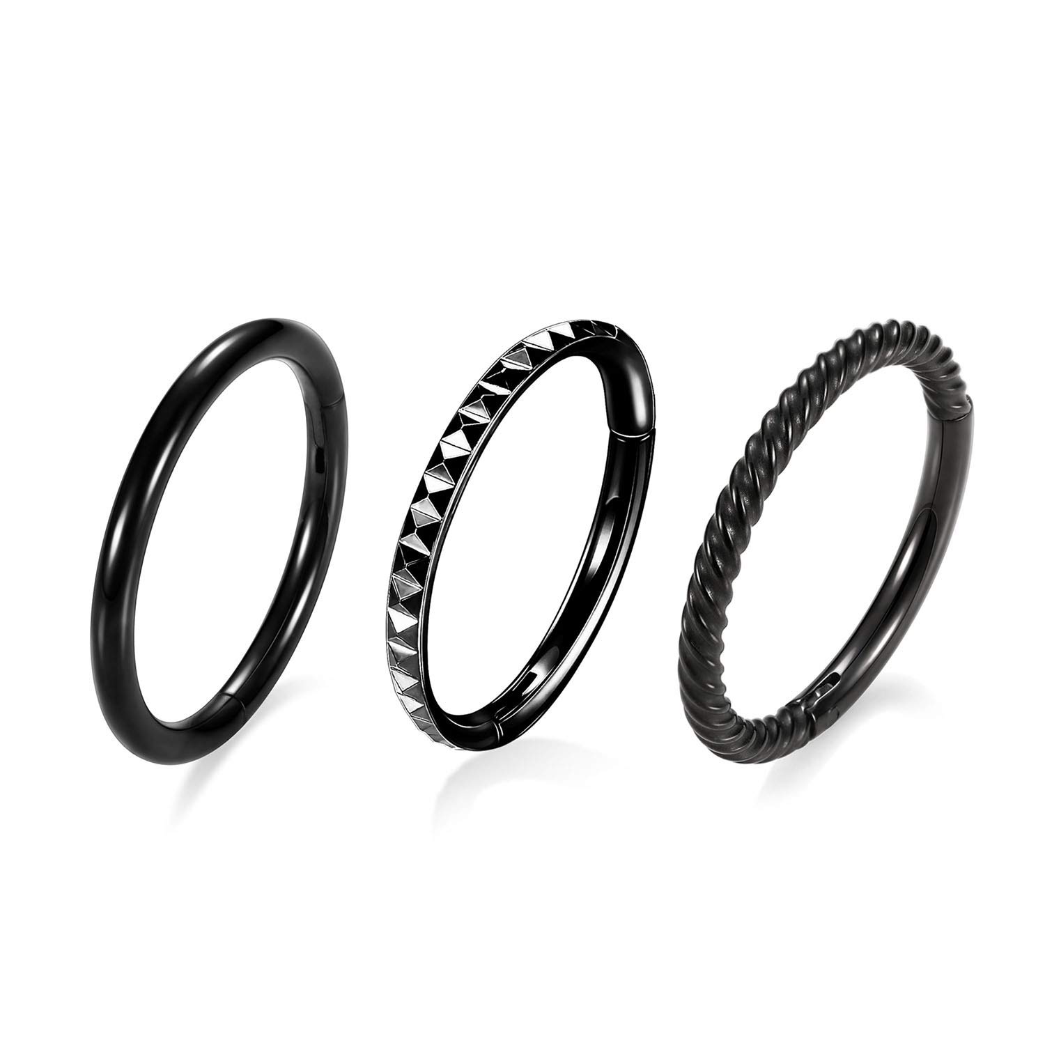 AROWRO Nose Rings Hoops 3 Pcs Conch Piercing Jewelry Surgical Steel Cartilage Earrings for Women Men 20G 18G 16G Septum Rings Helix Daith Rook Tragus