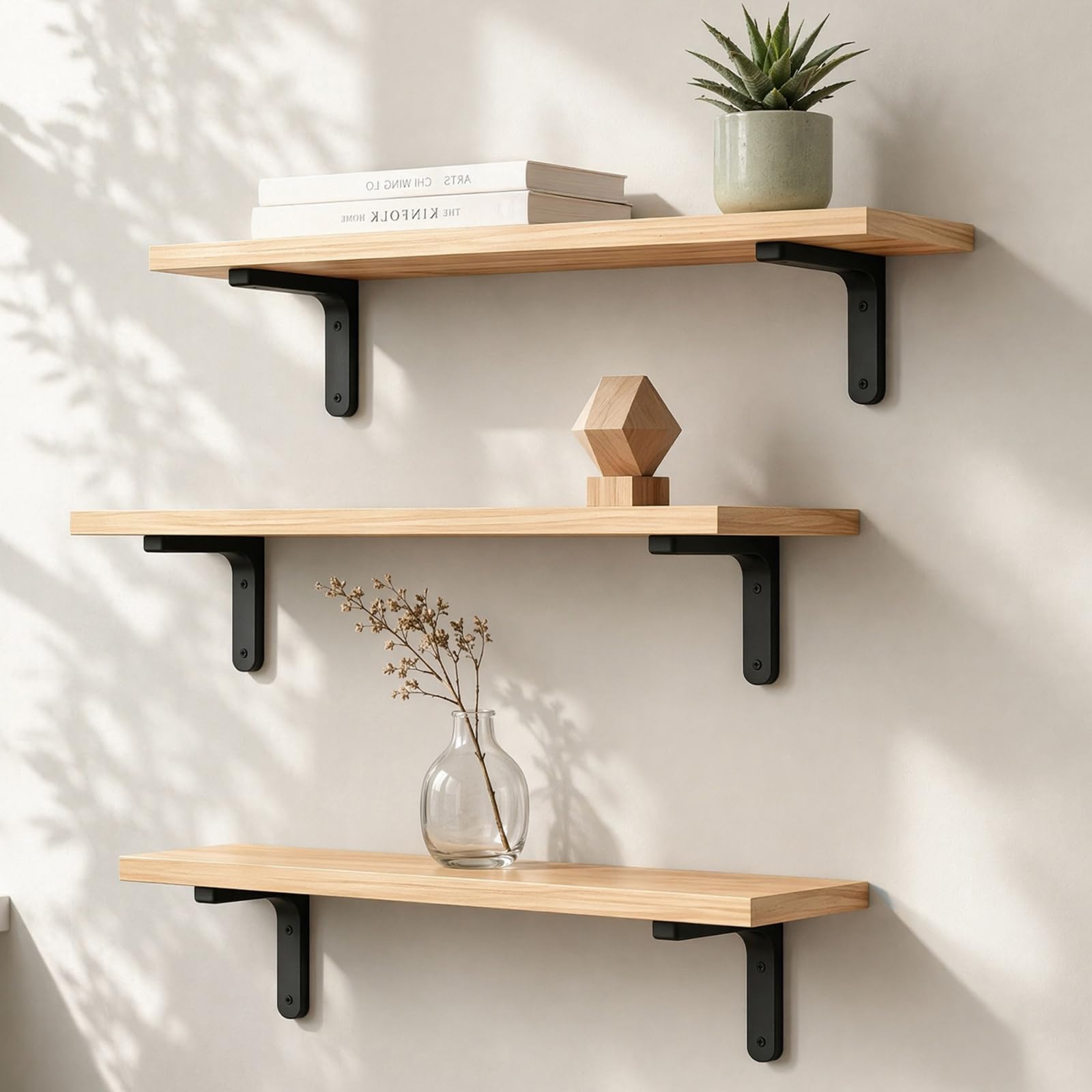 3 Pcs Floating Shelves for Wall Shelf 40cm Wooden Rustic Wall Shelves Unit