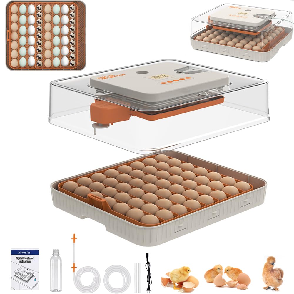 56 Incubadora de huevos – Trituradora automática de aves de corral para huevos de pollo/pato/ganso con giro automático, control de temperatura y humedad, candelabro incorporado, máquina de