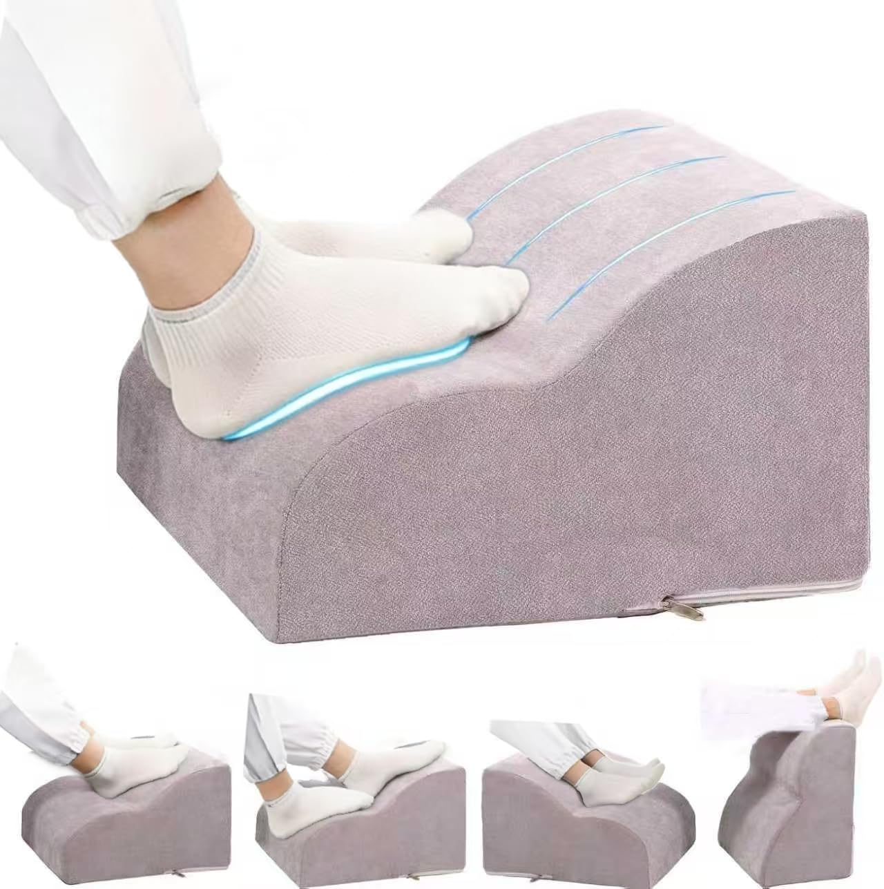 Fußstütze für unter dem Schreibtisch, 3-stöckiger Fußhocker mit waschbarem Bezug, ideal für Reisen, Gaming und Büro-Schreibtischzubehör, um Rücken- und Knieschmerzen zu lindern