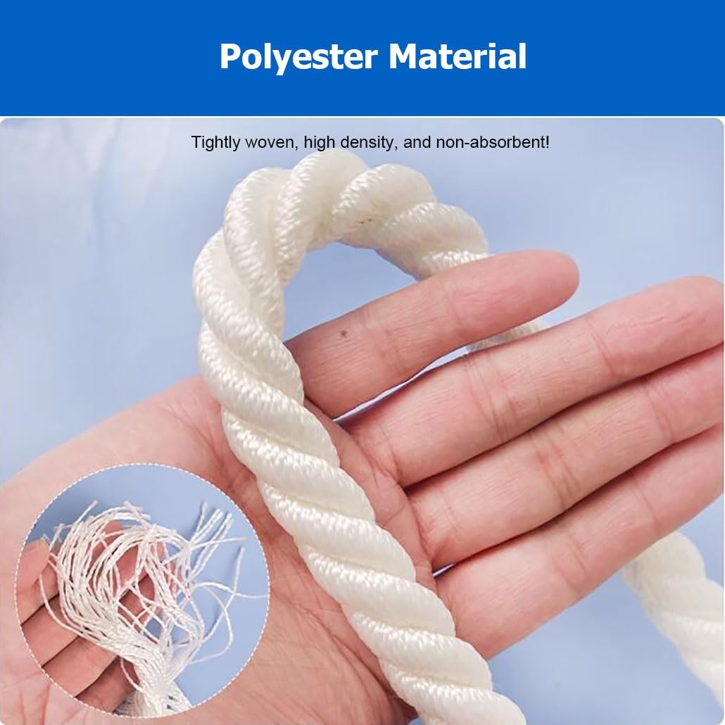 Corda in poliestere intrecciato a 3 fili, 5-100 m, resistente, per ormeggio, barca, ormeggio, multiuso, per giardinaggio, artigianato e tiro alla fune (12 mm, 90 m)