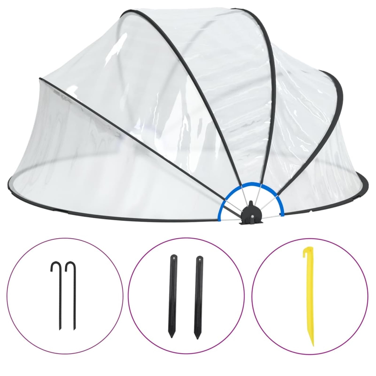 Gecheer Dôme de Piscine Transparent PVC UPF 30 - Protection Solaire et Pluie, 315x158 cm, Convient aux Piscines Intérieures et Hors Sol