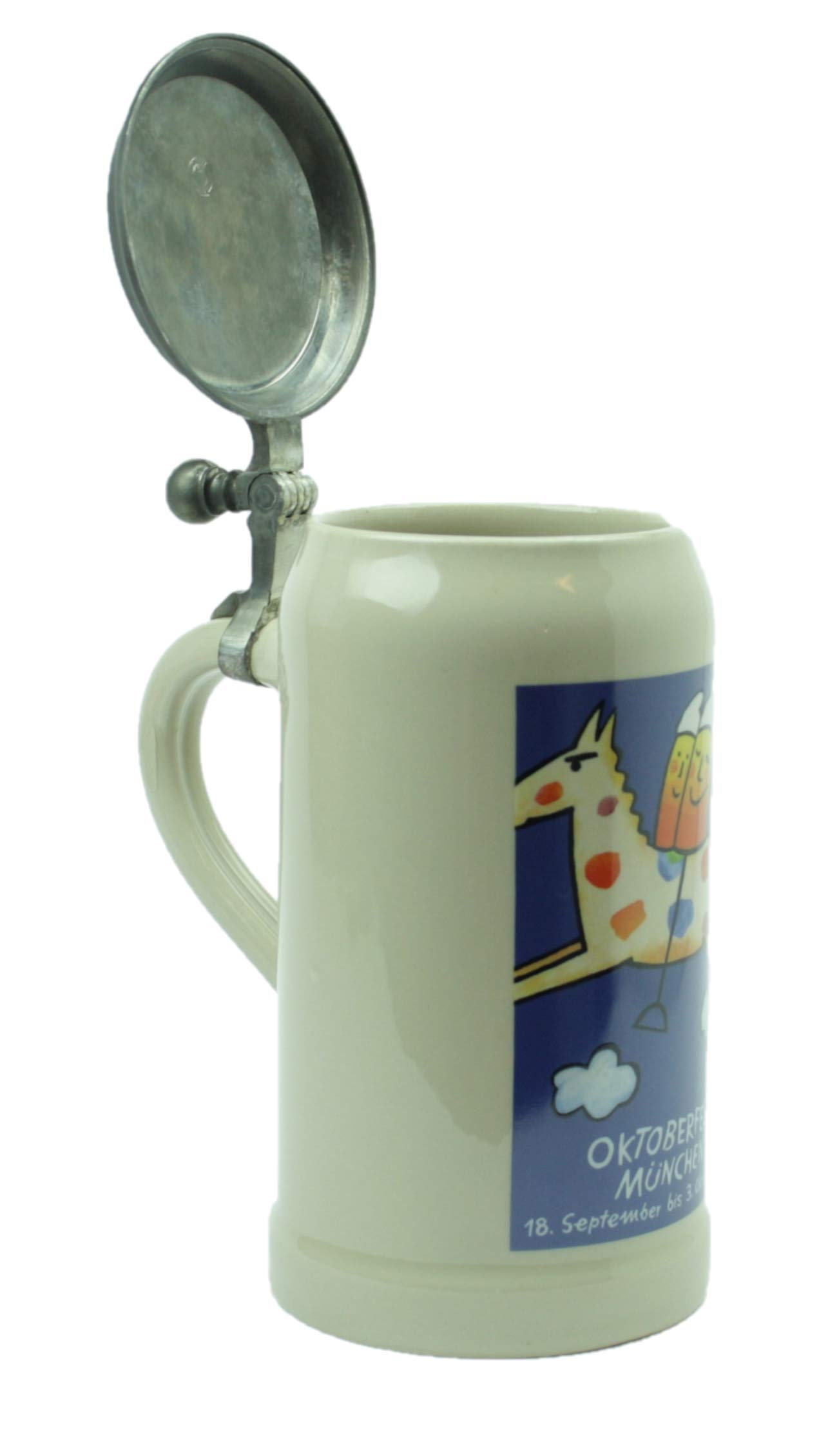 Boccale originale Oktoberfest 1999 con coperchio in peltro e certificato I Boccale dell'anno I Wiesnkbrocca I