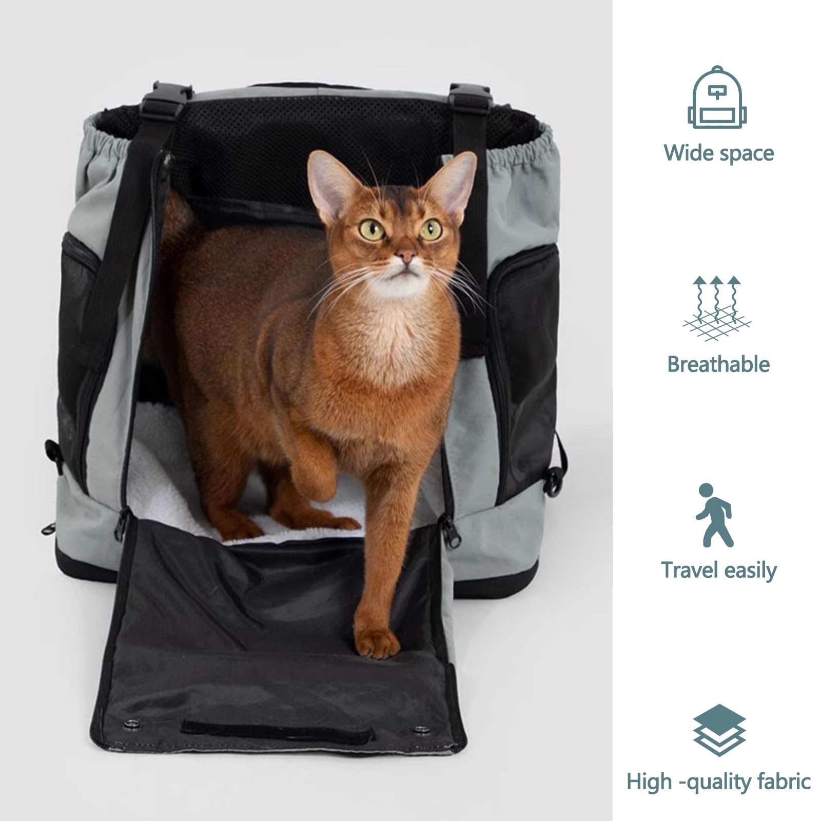 BOSERMEN Dog Backpack, Airline Approved Cat Backpacks with Inner Safety Leash, Super Ventilated Design, Pet Backpack for Travel, Hiking, Camping(Gray)