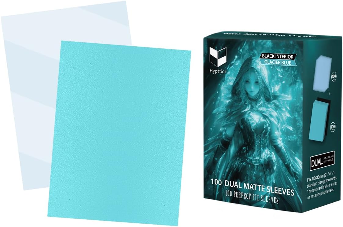 Clacier Blue MTG Card Sleeves, Hypttior Dual Matte Textured 100 Card Sleeve with 100 Inner Sleeves for Standard Card, MTG, PKM, Baseball Card, Sports Cards