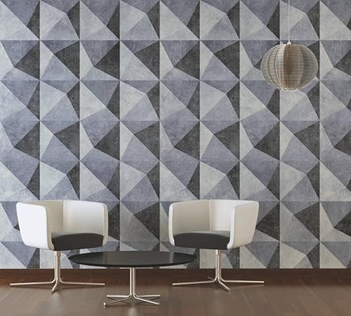 CONCORD WALLCOVERINGS Papel tapiz geométrico para pared con azulejos cuadrados de dormitorio, color negro y gris, 62.6 pulgadas de ancho x 110