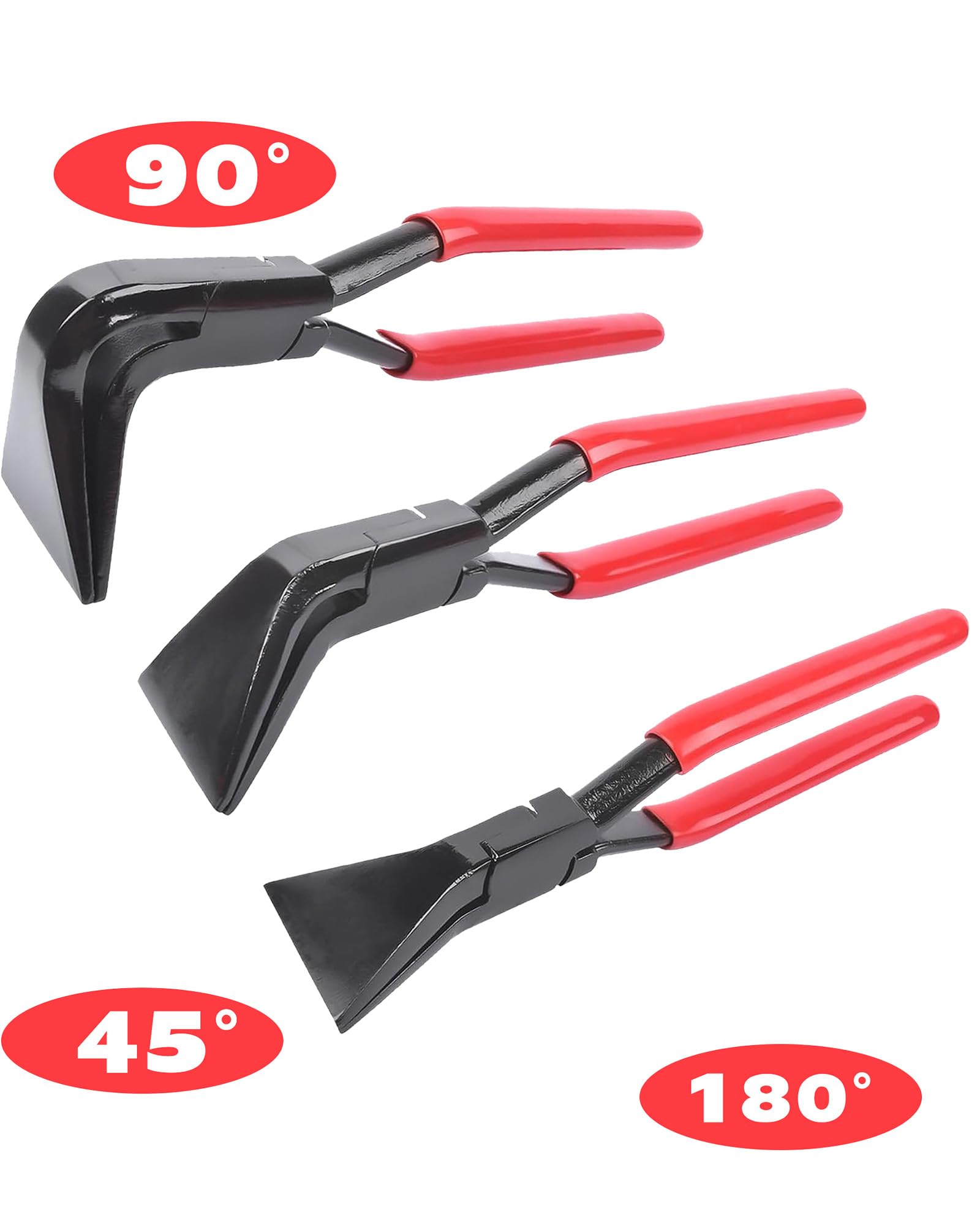 3 Stück Falzzange Blechzange Set: 0° 45° 90° Abkantzange Satz Spengler Werkzeug - 270 mm Länge (Rot 3)