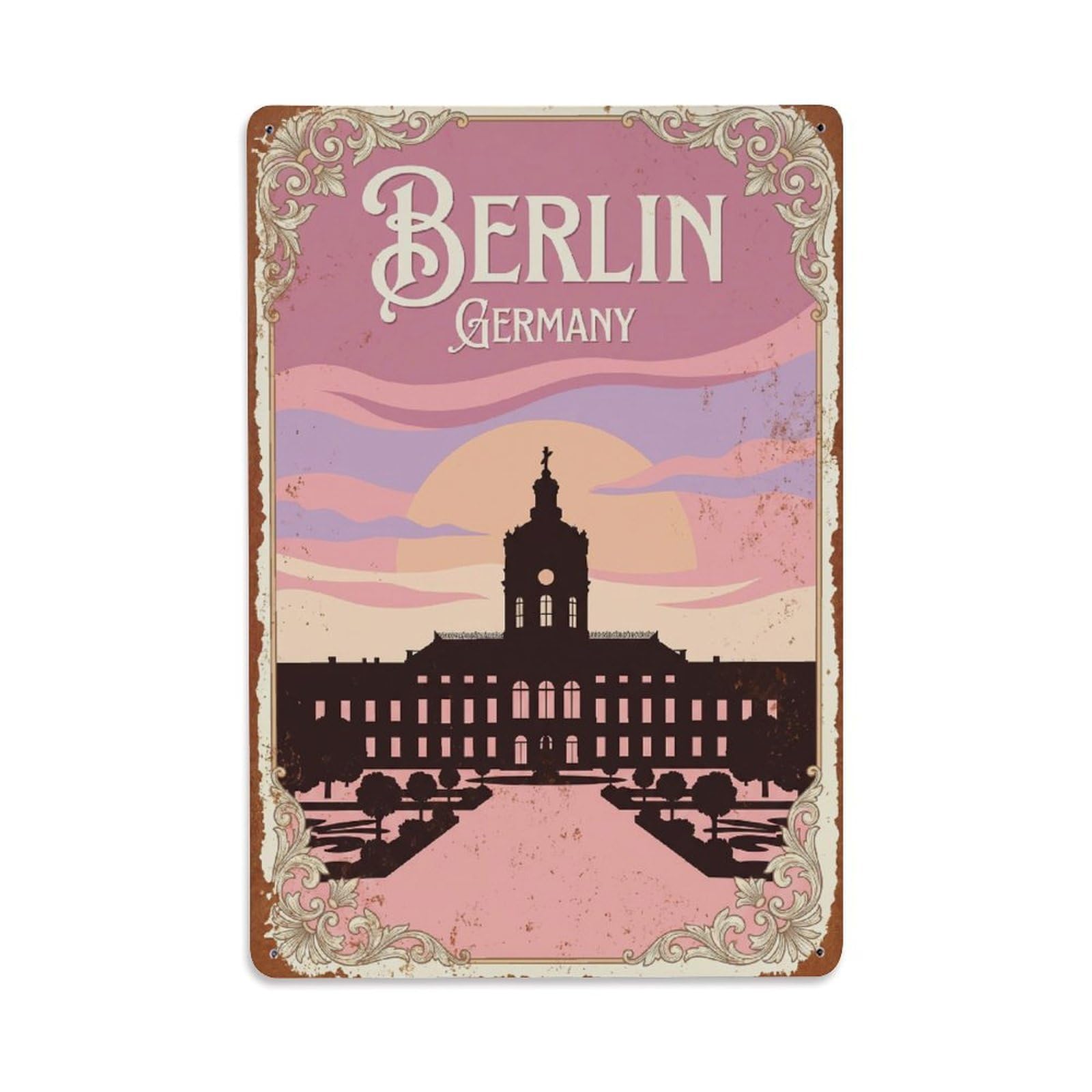 Gead 8X12inch Style Vintage Travel Berlin Germany Wanderlust Metal Tin Sign