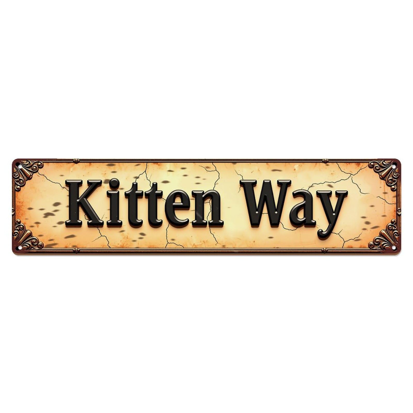 Kitten Way Sign Pattern Metal Tin Sign Plaque