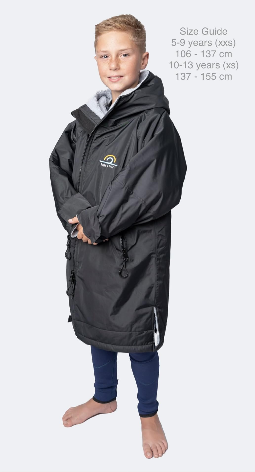 Time & Tide Dry Kids Changing Robe - Warm Fleece Coat - Swim/Surf Poncho 5-13yrs