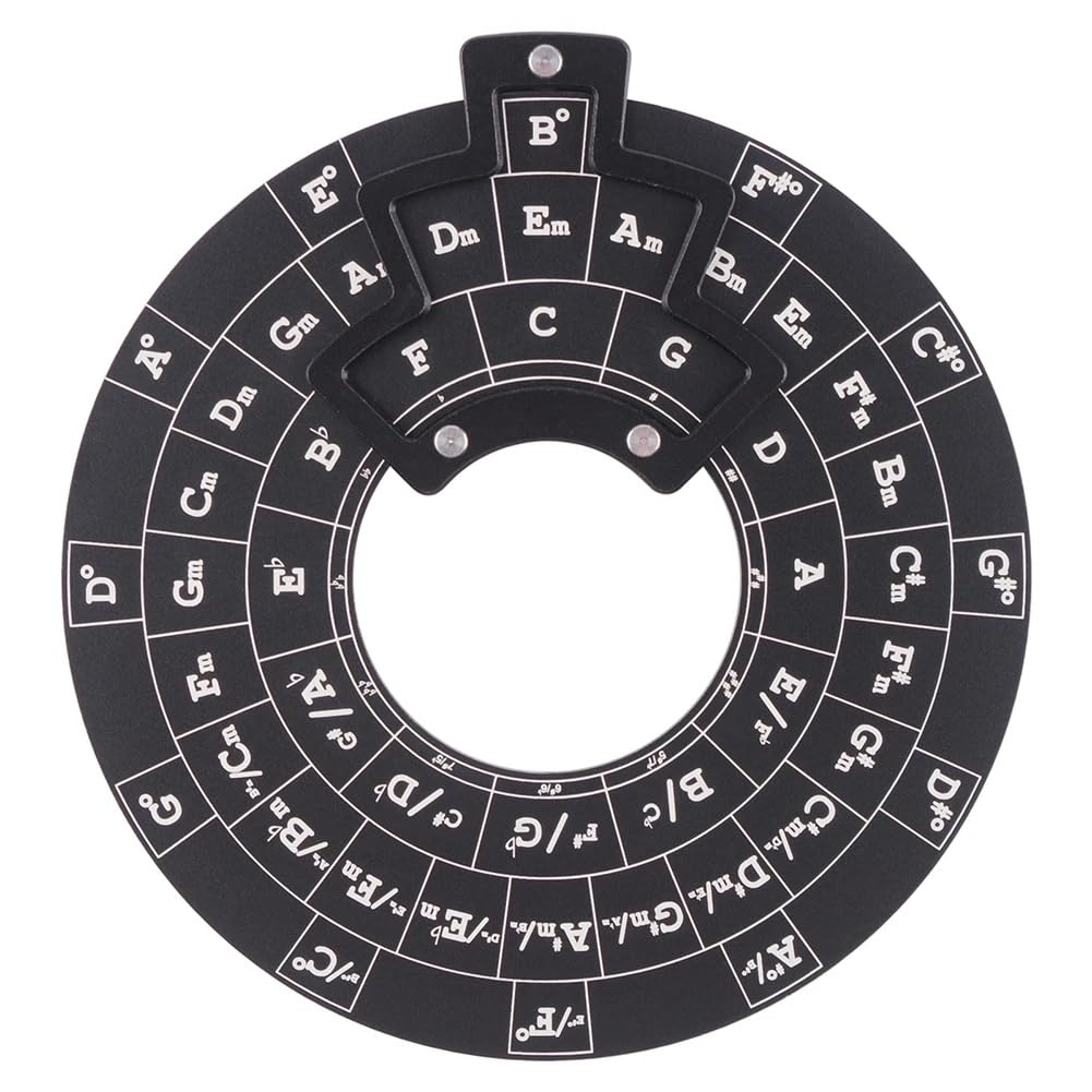 Ribinuod Circle of Fifths Wheel Guitar Chord Wheel Wooden Melody Tool Musical Chord Wheel for Musicians Guitar Accessories