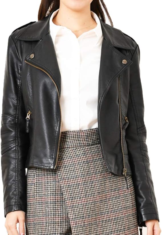 Amazon Co Jp Nobistar ライダースジャケット レディース ダブルライダース レザー フェイクレザー ダブル バイカー ファッション