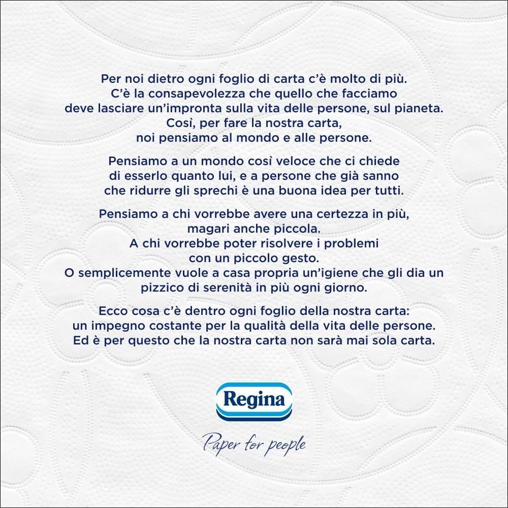 Regina Sensation - 42 Rotoli di Carta Igienica, 160 Soffici Strappi a 3 Veli, Morbida e Resistente, Con Estratto Naturale di Cotone, 60% Plastica Riciclata