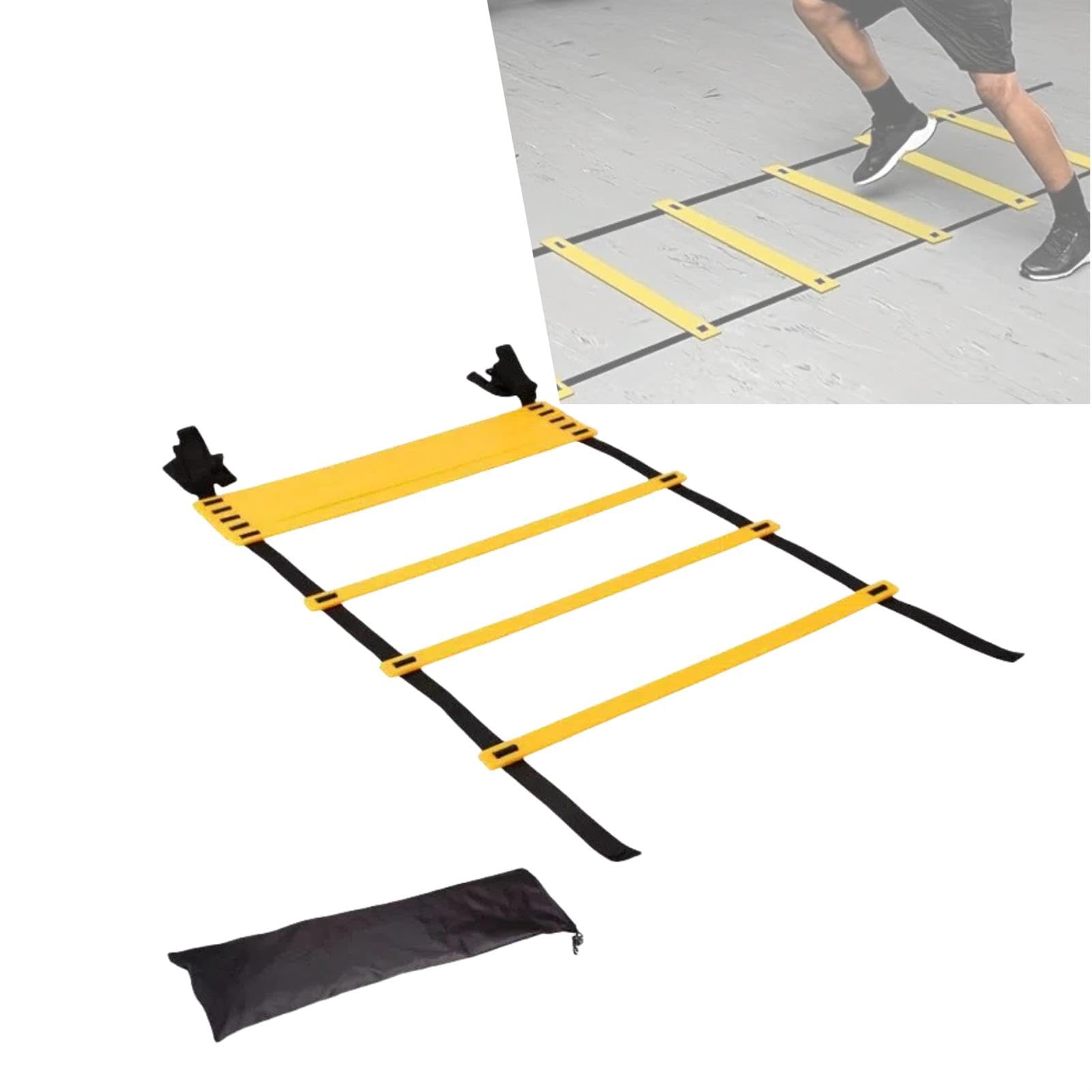 Juego de entrenamiento de velocidad de escalera de agilidad, pista portátil con espacio ajustable para fútbol, fútbol, boxeo y entrenamiento de fitness con bolsa de transporte