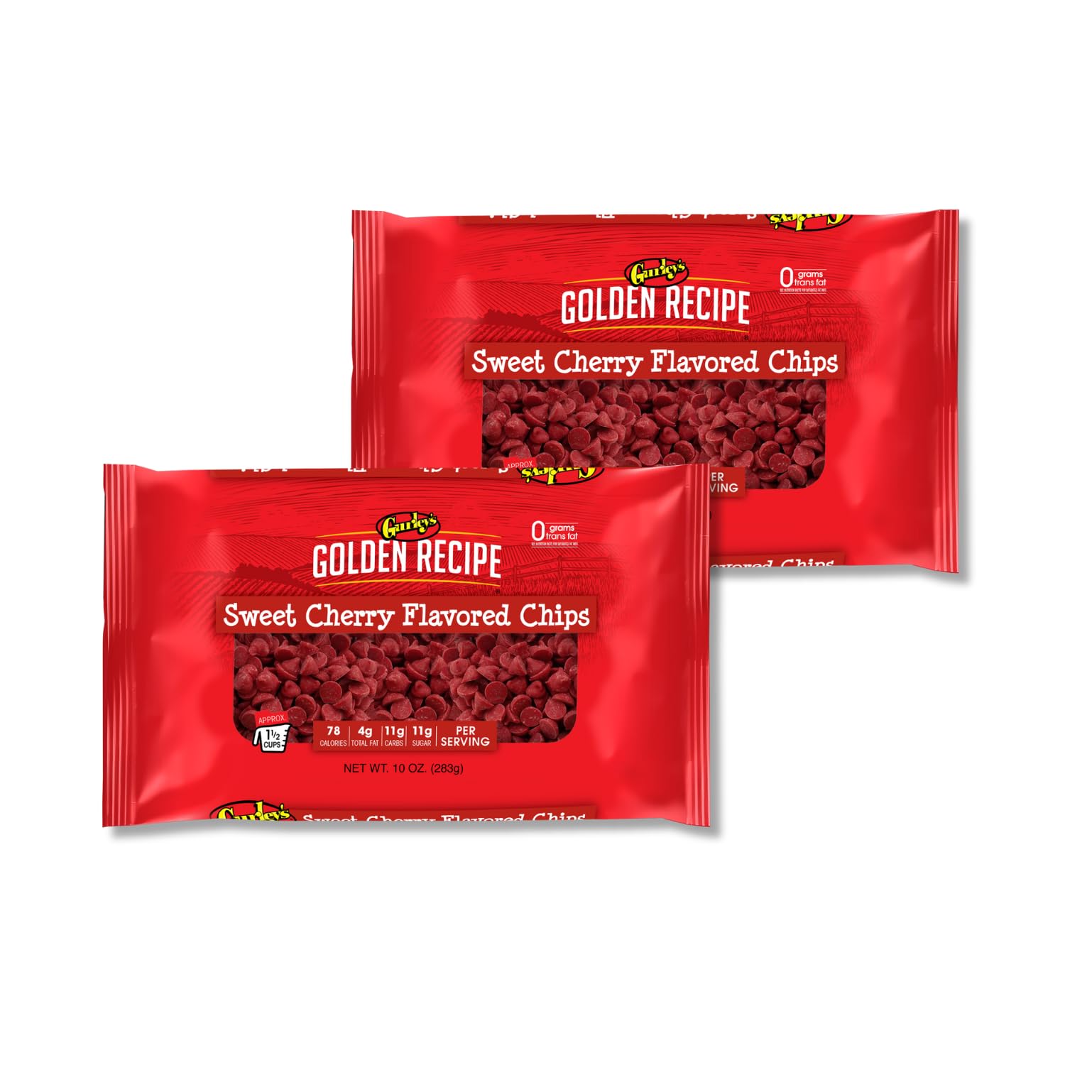 Gurley's Cherry Flavored Baking Chips, Sweet Cherry Chips for Baking, Ideal for Cakes, Cookies, Frosting & Desserts, 10 oz (Pack of 2)