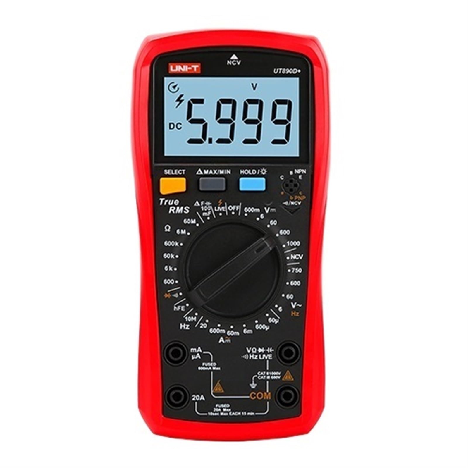 Multimètre numérique rétroéclairé UT890D+ avec capteur de température