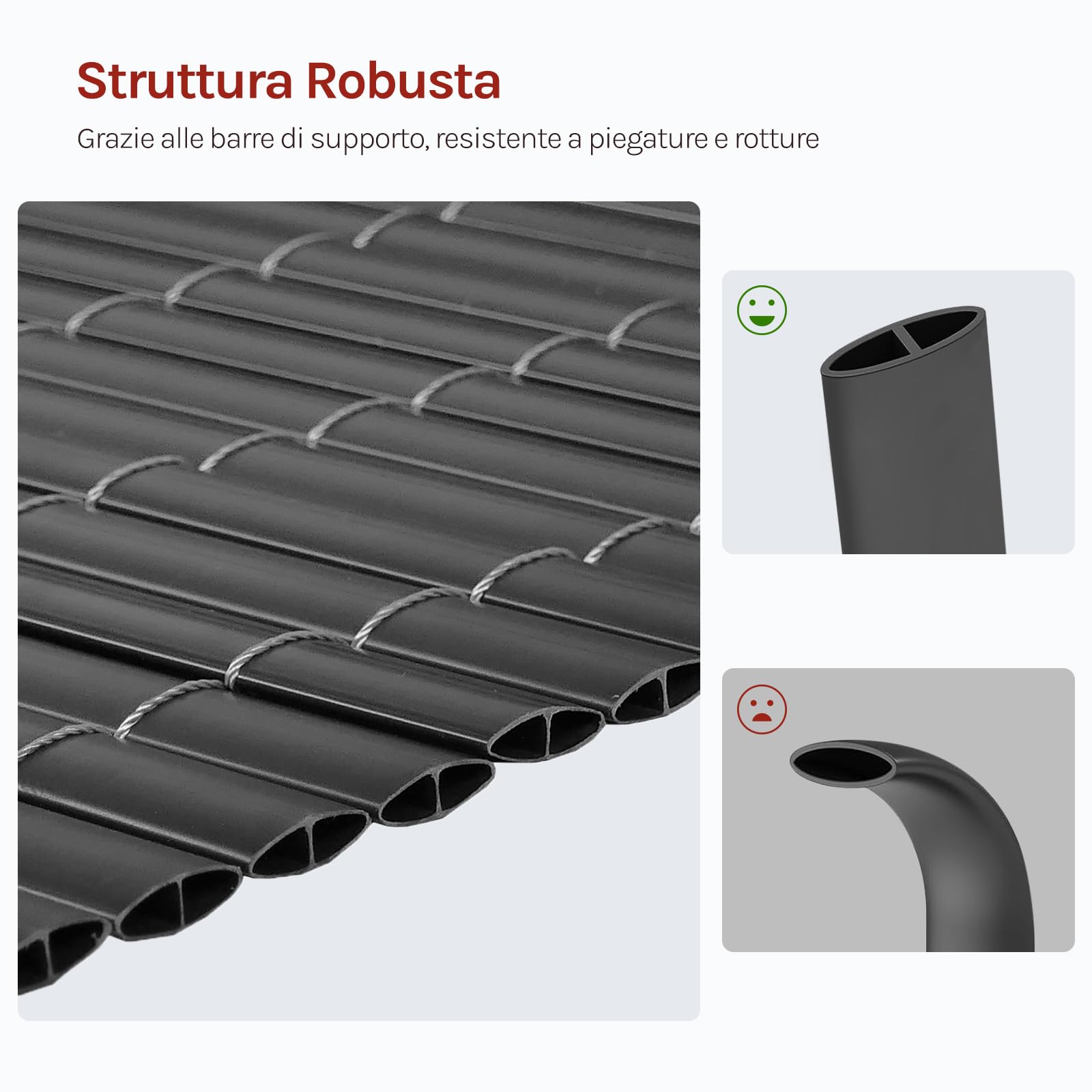 WOLTU Canniccio PVC frangivista giardino 500x120 cm recinzione schermi divisori Resistente ai raggi UV Intemperie Grigio