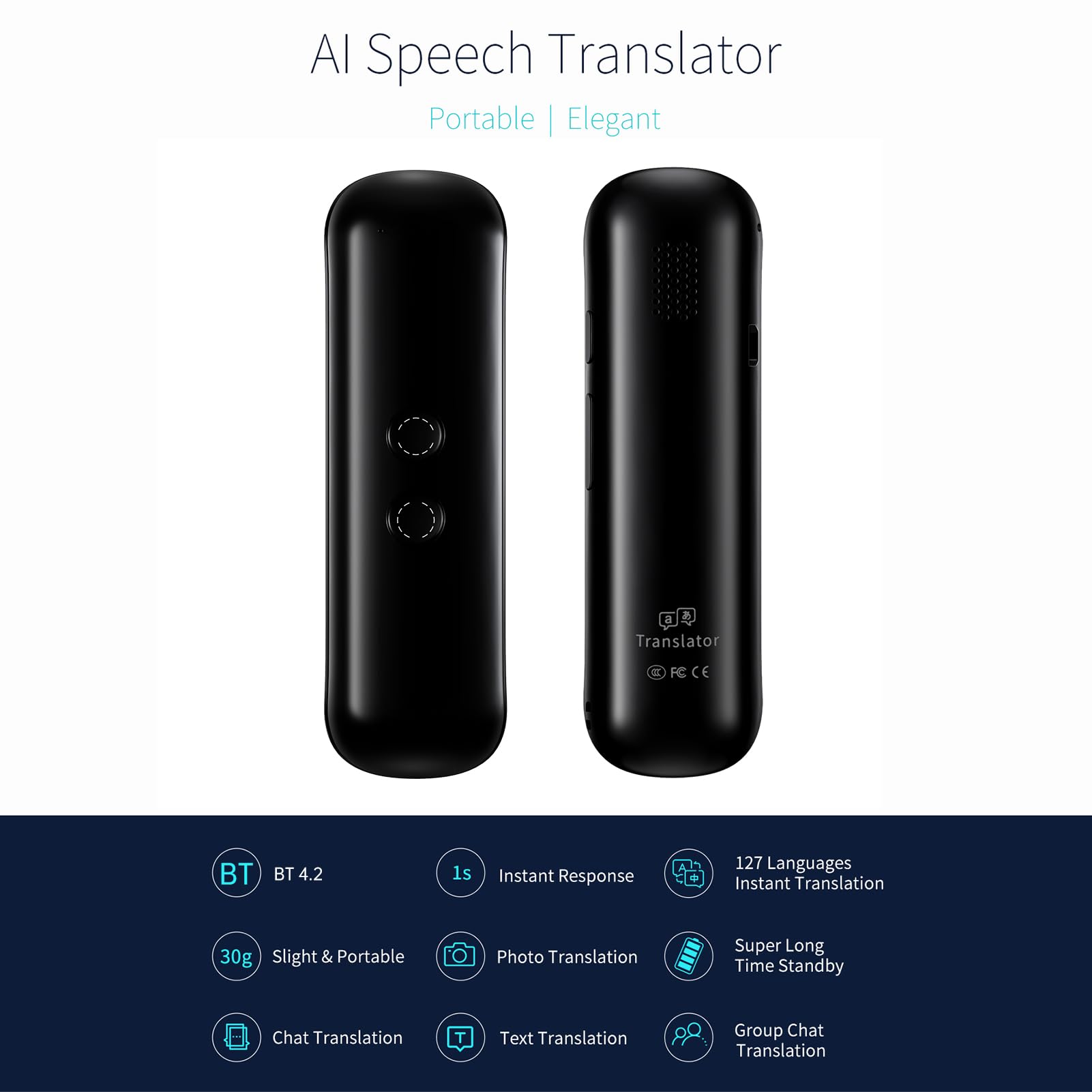 Brrnoo Traductor de Idiomas Voz G5 Pro con Traducci n Bidireccional en Tiempo Real para 127 Idiomas Alta Precisi n y Portabilidad para Viajeros y Profesionales Incluye Bater a de Larga D