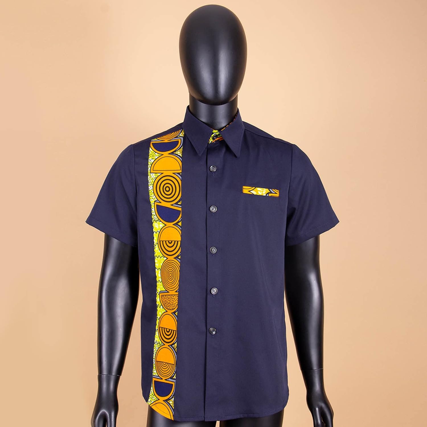 African Shirts for Men Blouse Crop Top Plus Size Casual Shirt Short Sleeve Stand Neck Ankara Clothes Print Attire