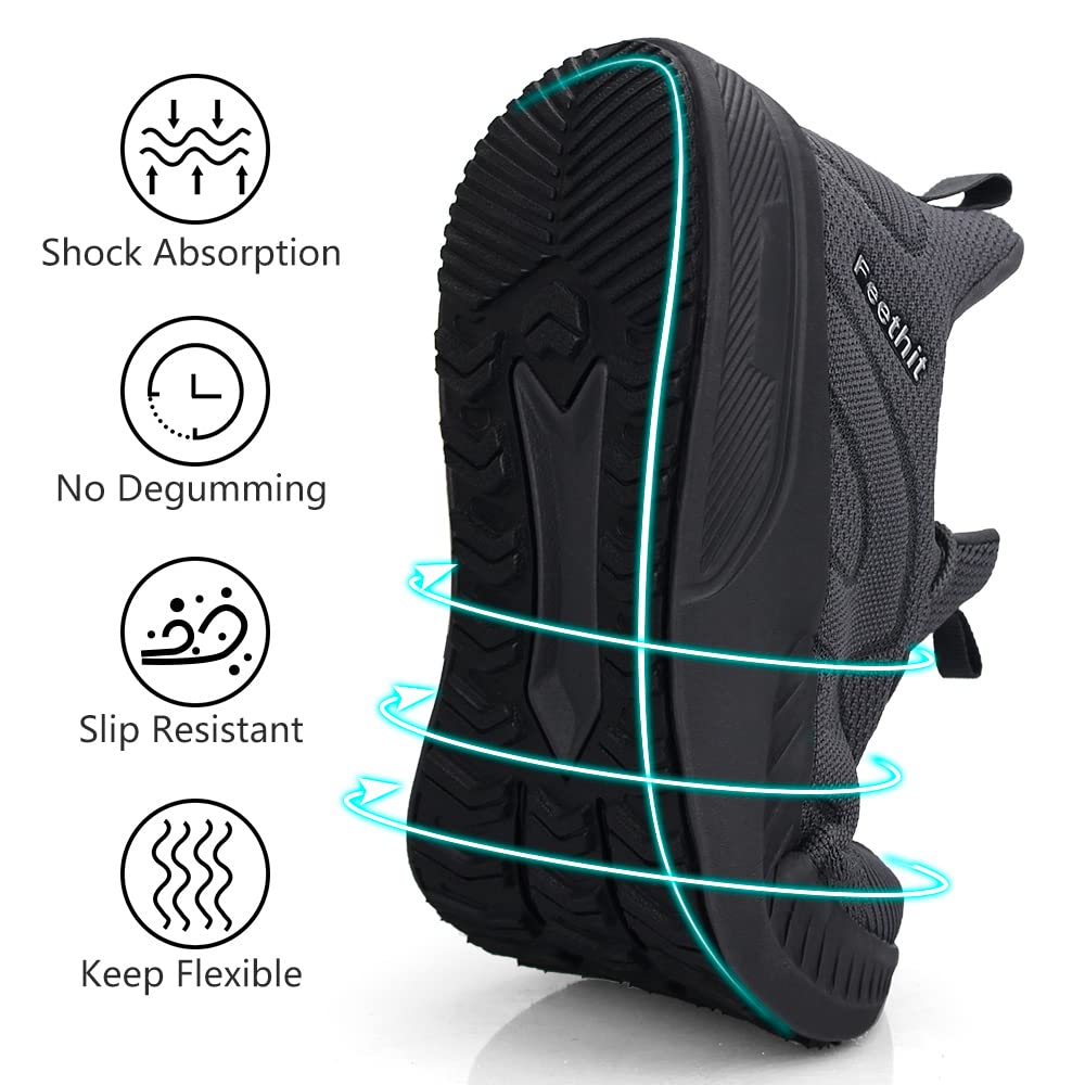Feethit Mens Non Slip Walking Sneakers Lightweight Breathable Slip on Running Shoes Athletic Gym Tennis Shoes for Men