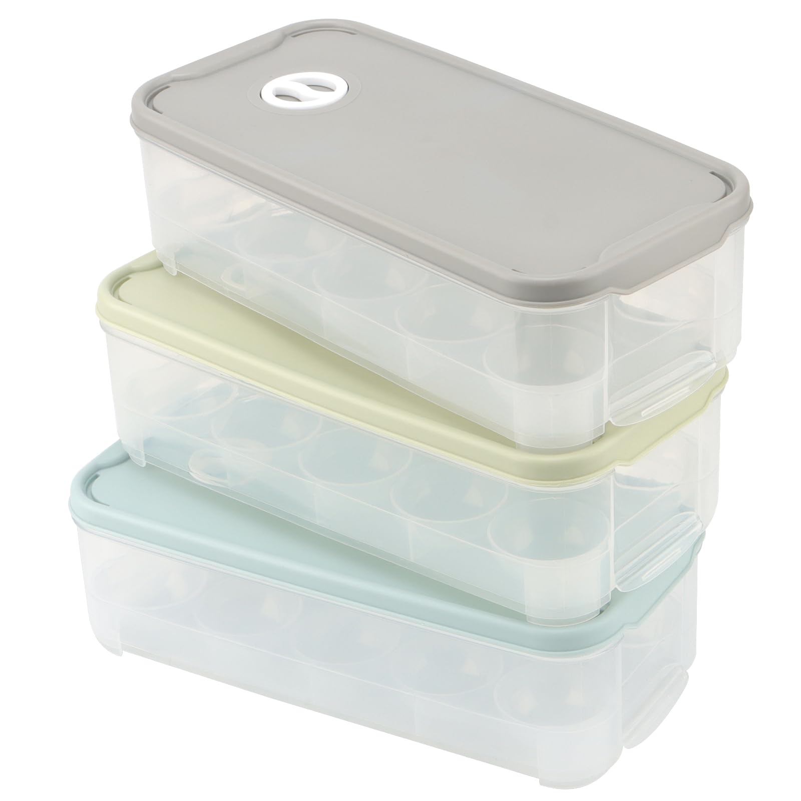 3 contenitori per uova da 10, trasparenti con coperchio, in plastica, per frigorifero, impilabili per la cucina
