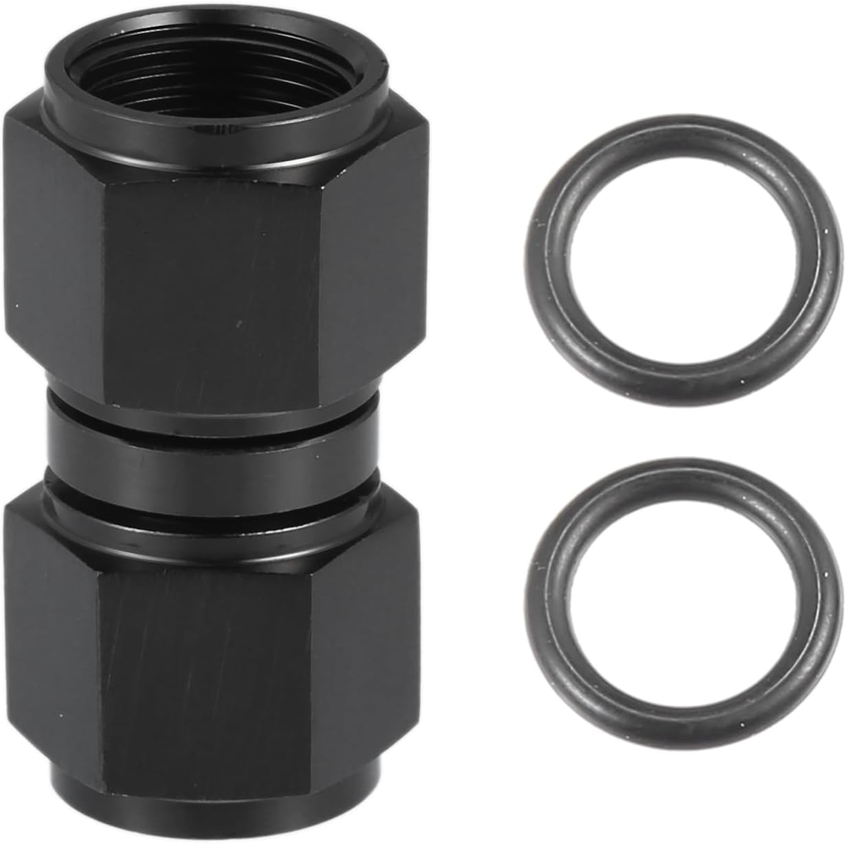Fuel Line Adapter Fittings/Top Straight Fuel Line Connector for Car/Durable Aluminum Alloy AN8 Female to AN8 Female / 1 Pcs Black