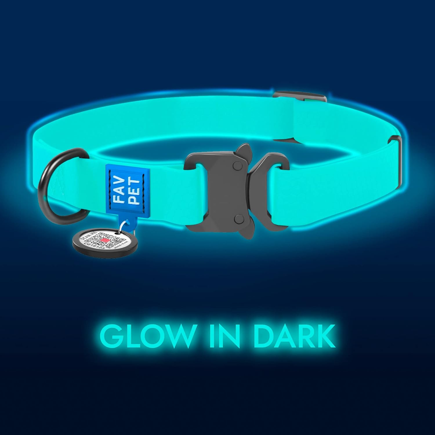 FAVPET Fluorescent Dog Collar Glow in Dark, Biothane Dog Collar Light with ID Tag QR - Image 4