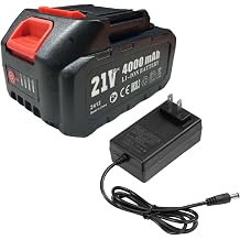 Mini Chainsaw Battery, 21V 4000mAh Lithium Battery with Charger Adapter | Recharge Battery with Electric Quantity Display, Repalce for Most Electric Chainsaw, Suitable for Same Interface Tools
