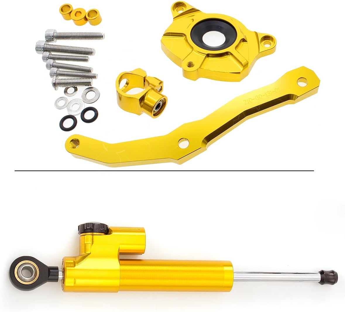 FXCNC Motorcycle CNC Steering Damper Stabilizer Buffer Control Bar With Mounting Bracket Kit Full Set Compatible with Z1000 2010-2013