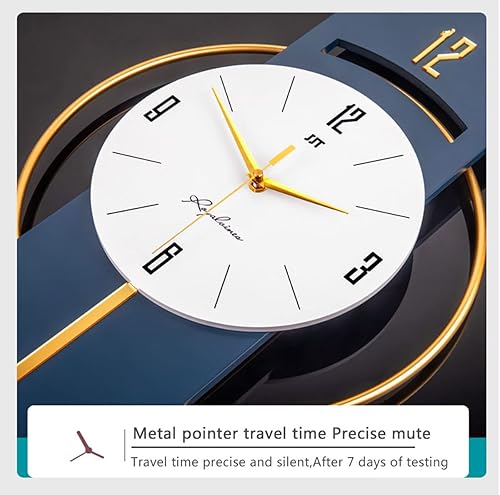 Miniatura 6 de FLOERROYALE Reloj de pared grande para decoración de sala de estar, moderno reloj de pared silencioso de metal de madera, reloj de pared creativo