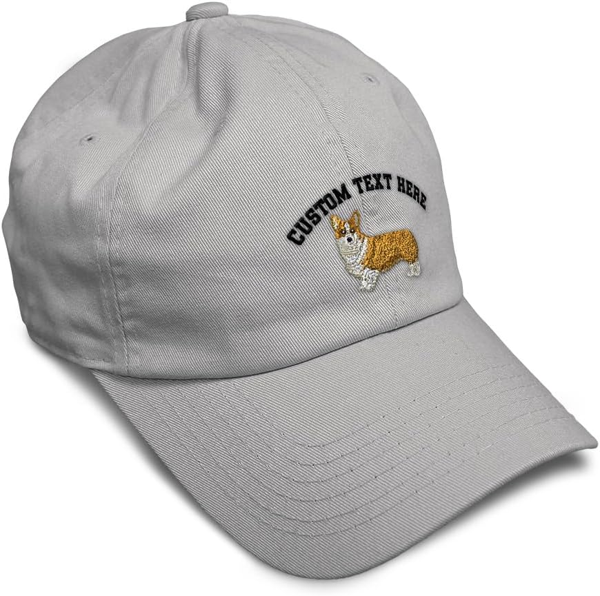 Custom Soft Baseball Hat Embroidered Pembroke Welsh Corgi Dog Pets Men & Ladies Cap Cotton