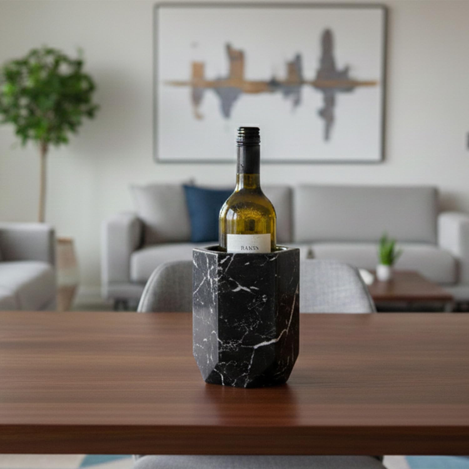 Radicaln Marble Wine Chiller Bucket 6.5" Inches Black Handmade Small Champagne Chiller & Wine Bottle Holder for Bar Accessories, Ideal Wine Bucket & Beverages Cooler for Parties. - Image 2