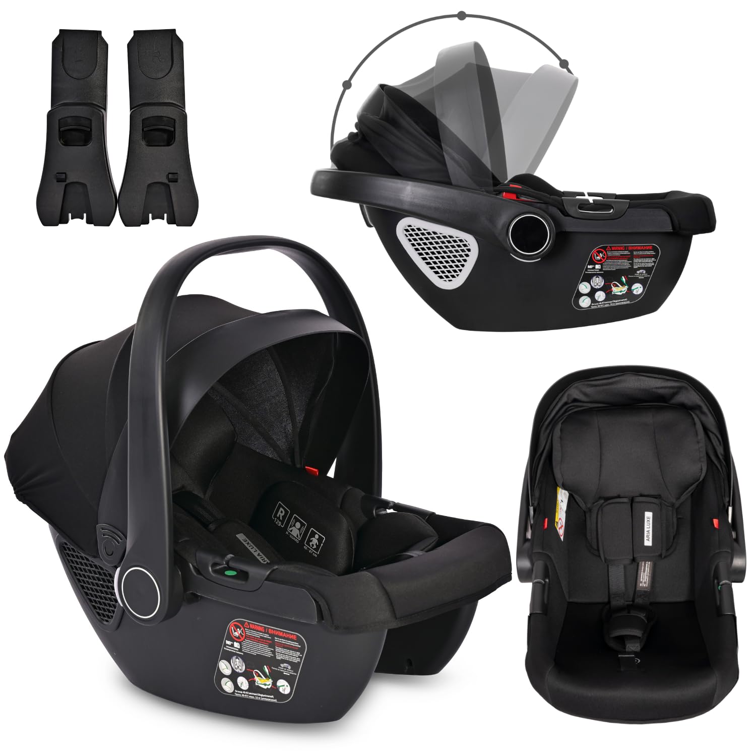 Lorelli silla de auto i-Size Aria Luxe (40-87 cm) regulable espuma Memory Foam, colores:negro