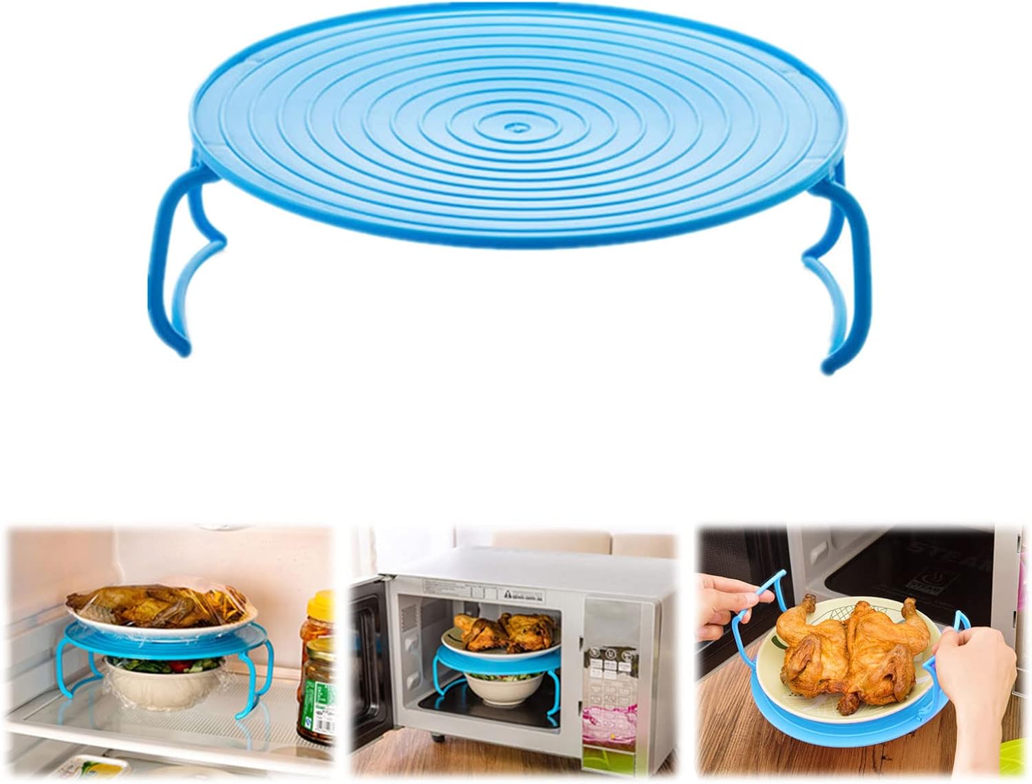 Feliciay 3 in 1 Microwave Plate Stacker Multi Functional Microwave Rack