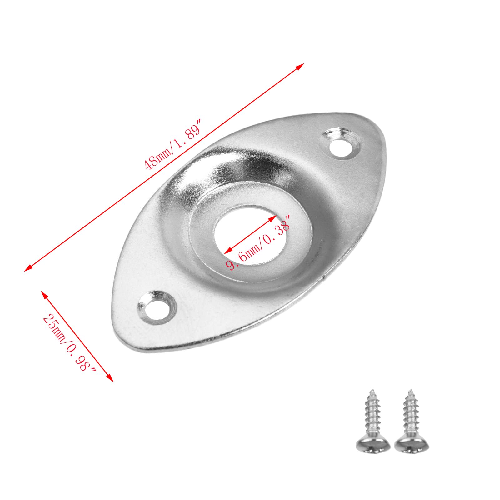 Mewutal 3pcs Oval Electric Guitar Output Jack Plate Socket Chrome Metal Bass Jack Input Plate Connection