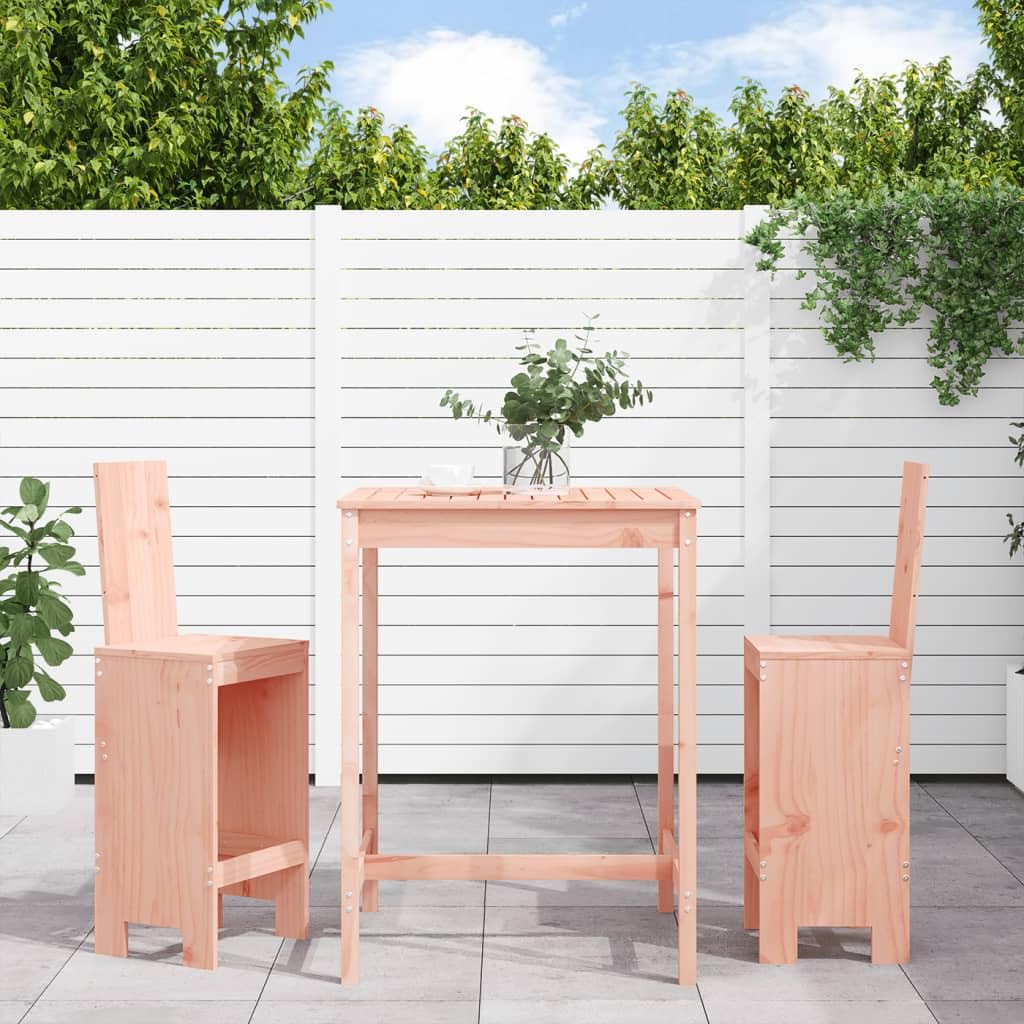 Table de jardin robuste et tabourets de bar en douglasie pour terrasse et véranda
