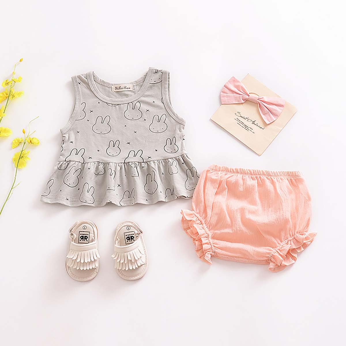 Lot de 4 Shorts en Coton et Lin pour Bébé Fille Eté Bloomer Couvre-Couche Mignon Culotte sous-vêtements Souple Pantalon Court Respirant Volants Slips Elastique pour Tout-Petits Fille