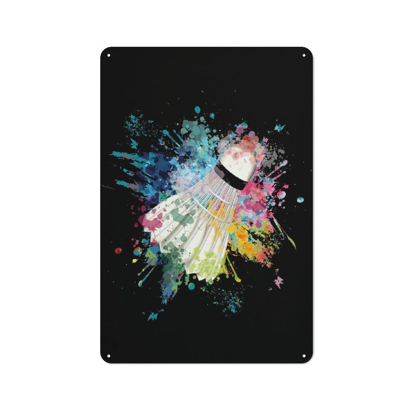Junmoney Badminton Color Explosion Vintage Tin Sign 30X20cm With For Guest Room Or Hallway, For Vintage Wall Decor Fans, For Themed Room Decoration