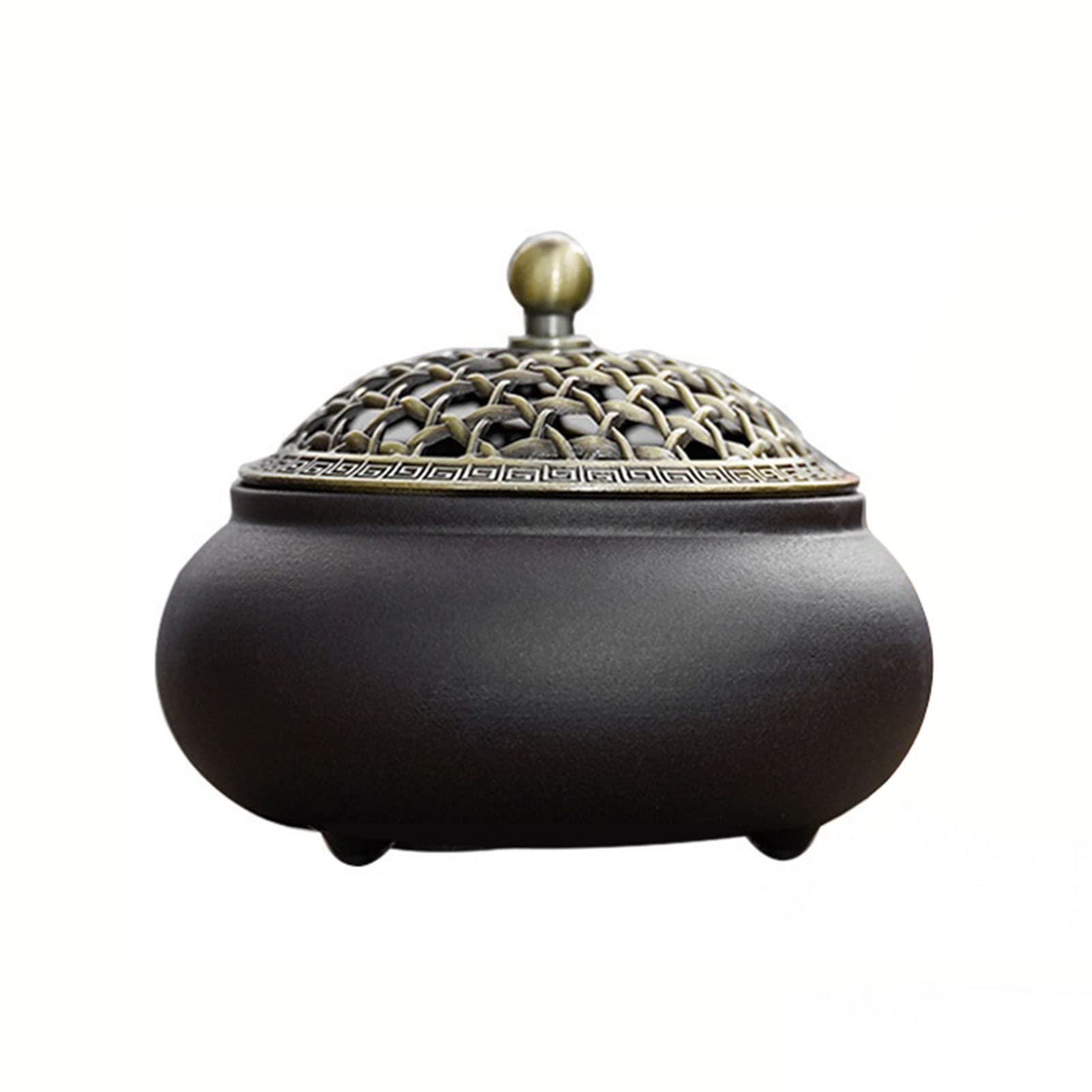 SAEHT Vintage Kitchen Ceramic Garlic Keeper for Counter, Fresh-Keeping Garlic Storage Container Countertop Garlic Holder(Black)