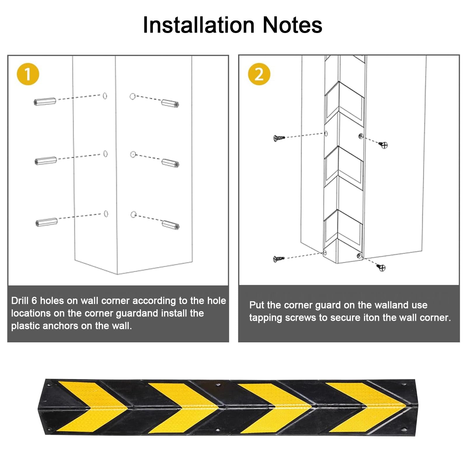 Protectores de Pared de Garaje para Coche, Columna de Goma de Garaje en Forma de L, Protector de Esquina de Tira Amarilla Reflectante Antiimpacto, Poste de Parachoques(120cm/47.2in)