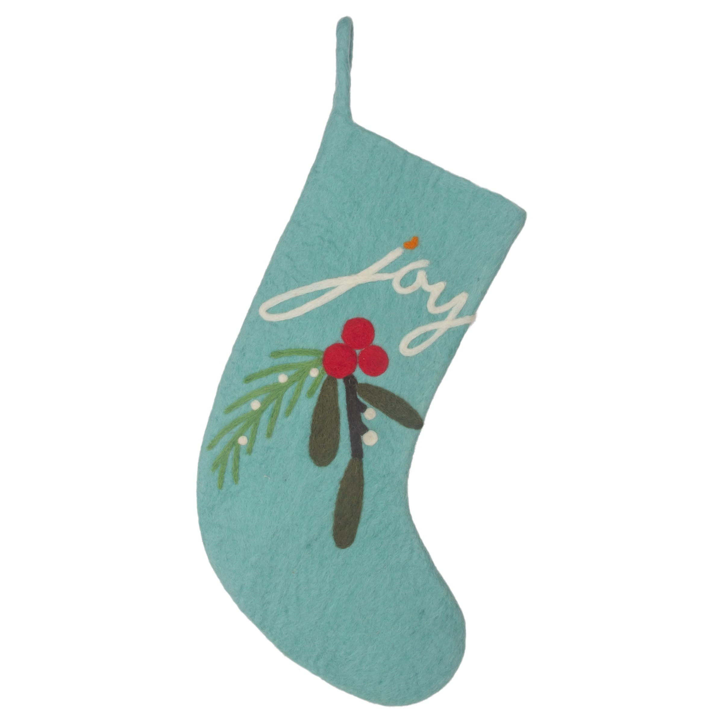 Boston International Joy Wool Felt Christmas Stocking Holiday Decorations, Large,