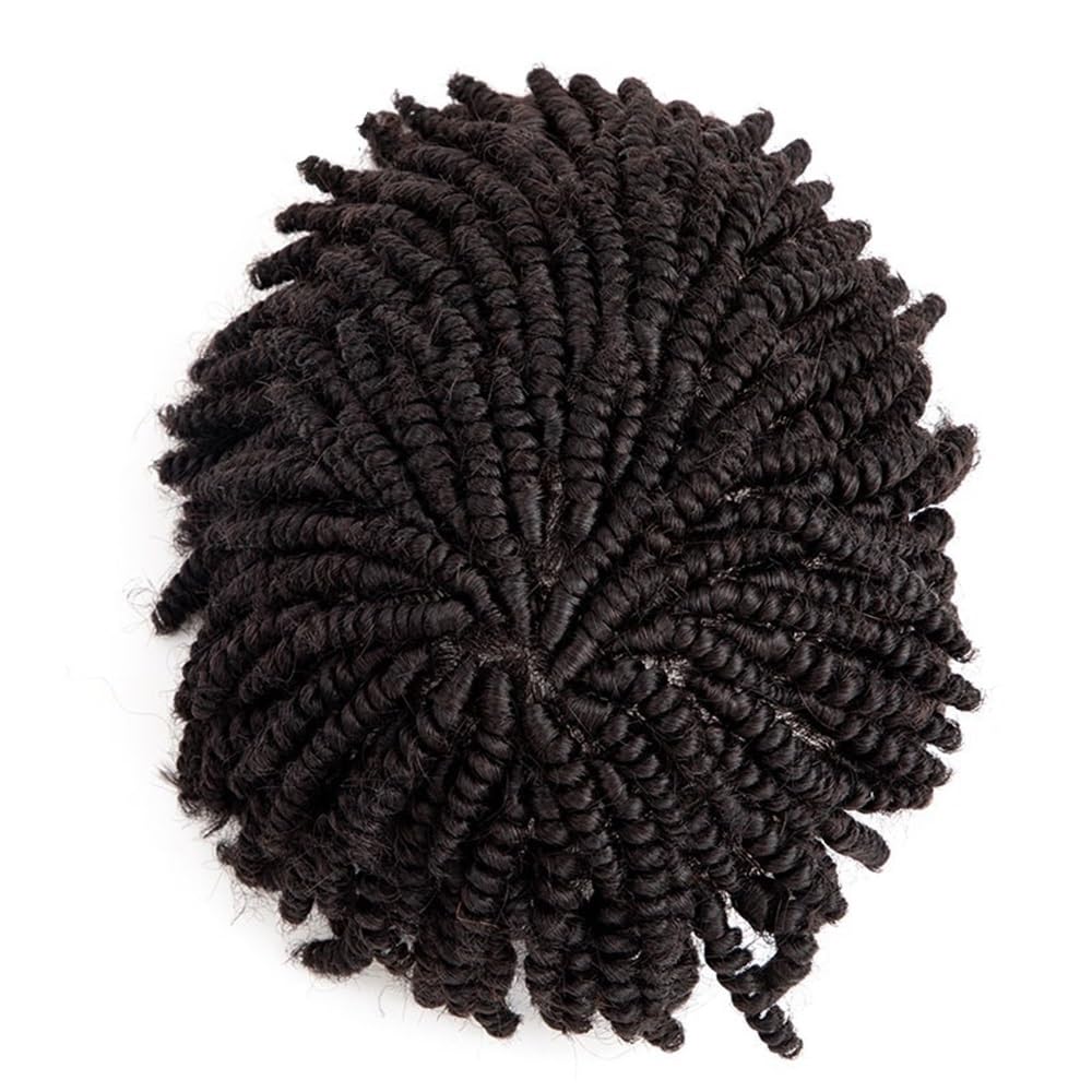 Men's Toupee Parrucca da uomo con trecce di capelli umani, protesi capillare da uomo, toupet da 0,1 mm, con dreadlock(Natural Black,7x10)