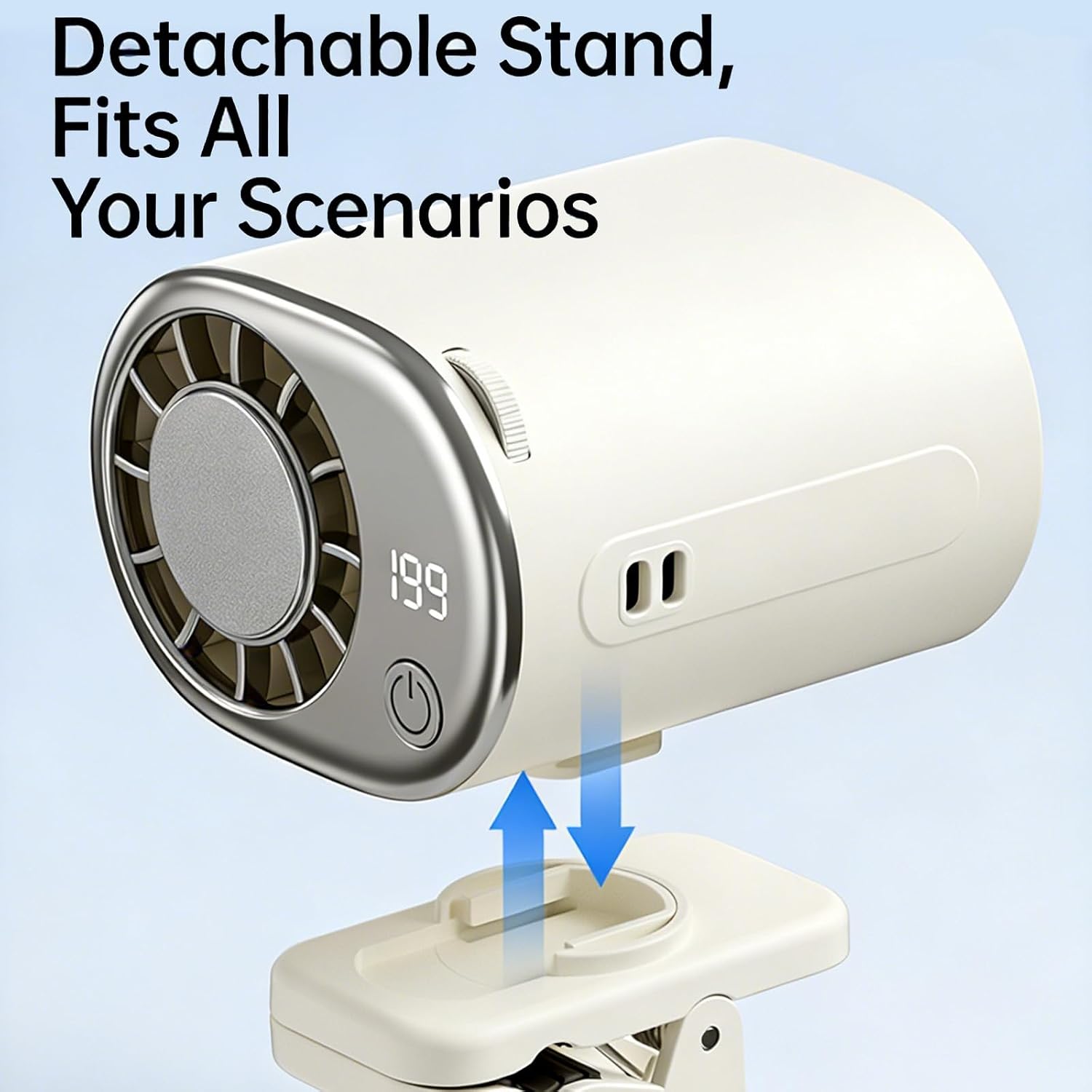 Compact Outdoor Fan with Chilled Mode 199 Variable Speeds and USB Charging for Travel and Sports Hiking Waist Mounted Fan